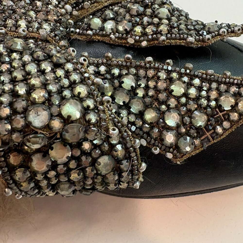 Gucci Princetown Fur Lined Crystal Bow Mule Slippers Black Leather Size 36 6 - Picture 10 of 17